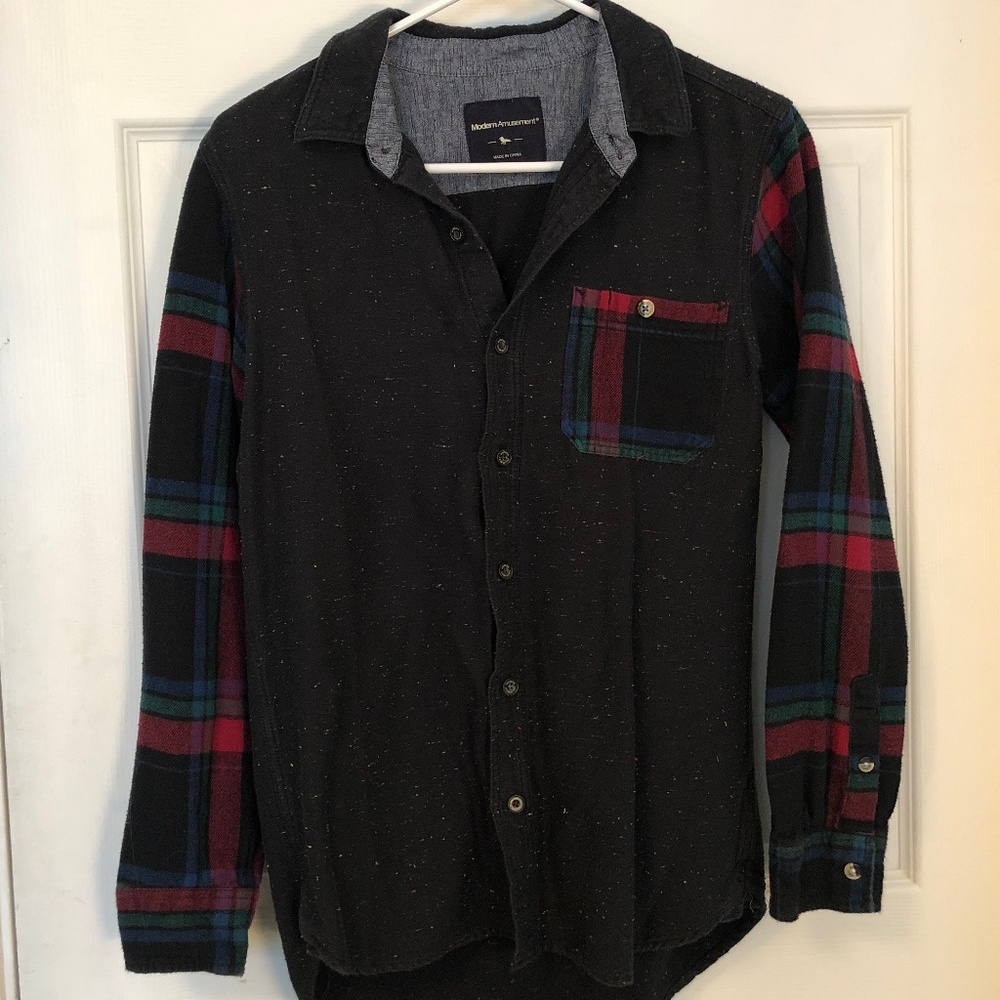 Plaid Modern Amusement Button Top